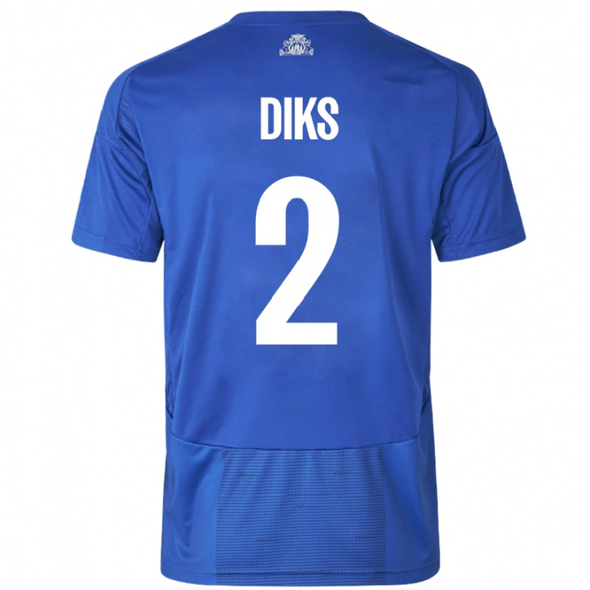 Danxen Femme Maillot Kevin Diks #2 Blanc Bleu Tenues Extérieur 2024/25 T-Shirt