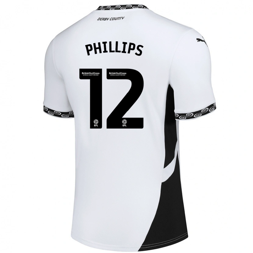 Danxen Enfant Maillot Nathaniel Phillips #12 Blanc Noir Tenues Domicile 2024/25 T-Shirt