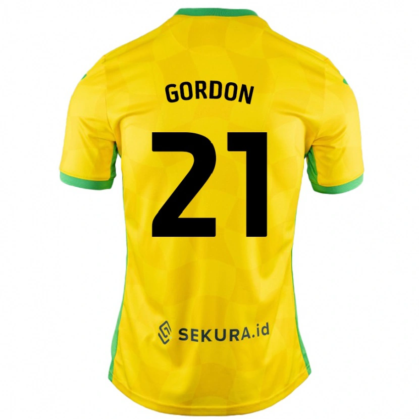 Danxen Enfant Maillot Kaide Gordon #21 Jaune Vert Tenues Domicile 2024/25 T-Shirt