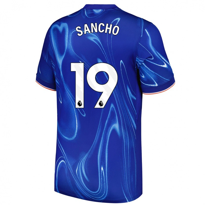 Danxen Enfant Maillot Jadon Sancho #19 Bleu Blanc Tenues Domicile 2024/25 T-Shirt