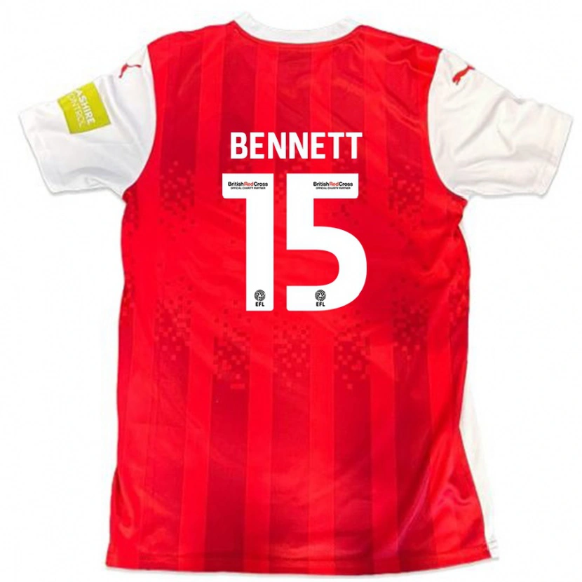 Danxen Enfant Maillot Rhys Bennett #15 Rouge Blanc Tenues Domicile 2024/25 T-Shirt