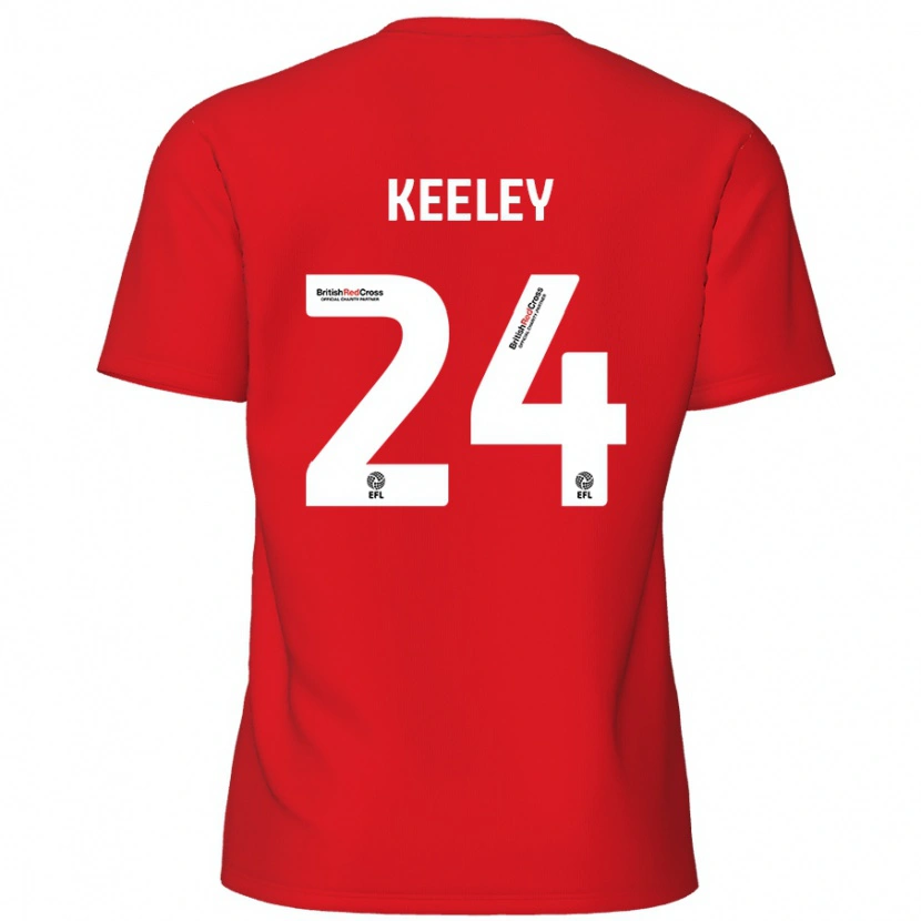 Danxen Enfant Maillot Josh Keeley #24 Rouge Tenues Domicile 2024/25 T-Shirt