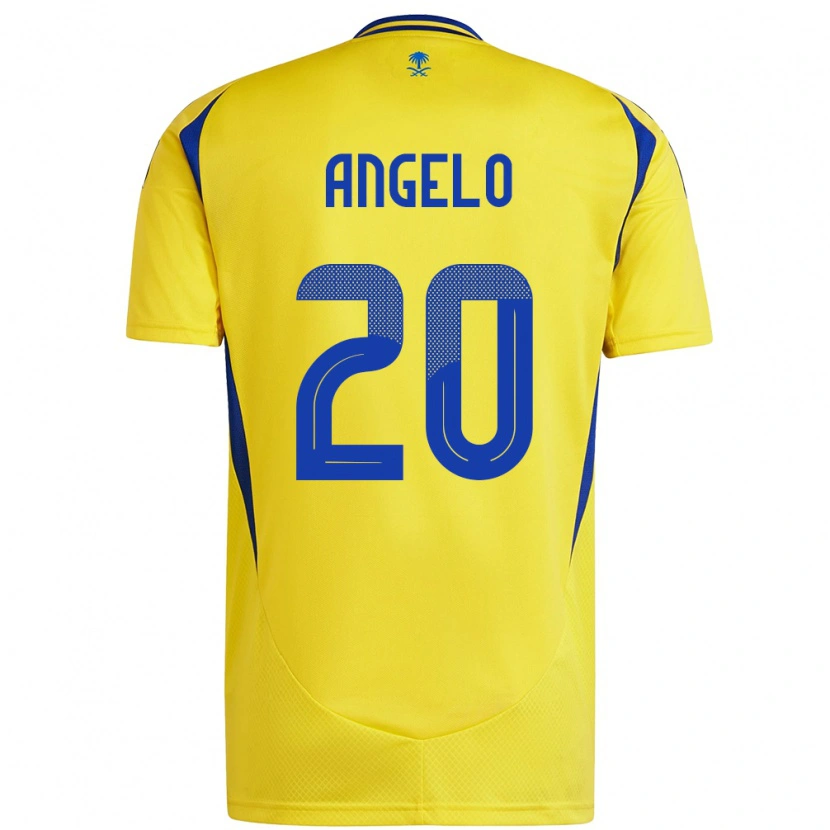 Danxen Enfant Maillot Ângelo #20 Jaune Bleu Tenues Domicile 2024/25 T-Shirt