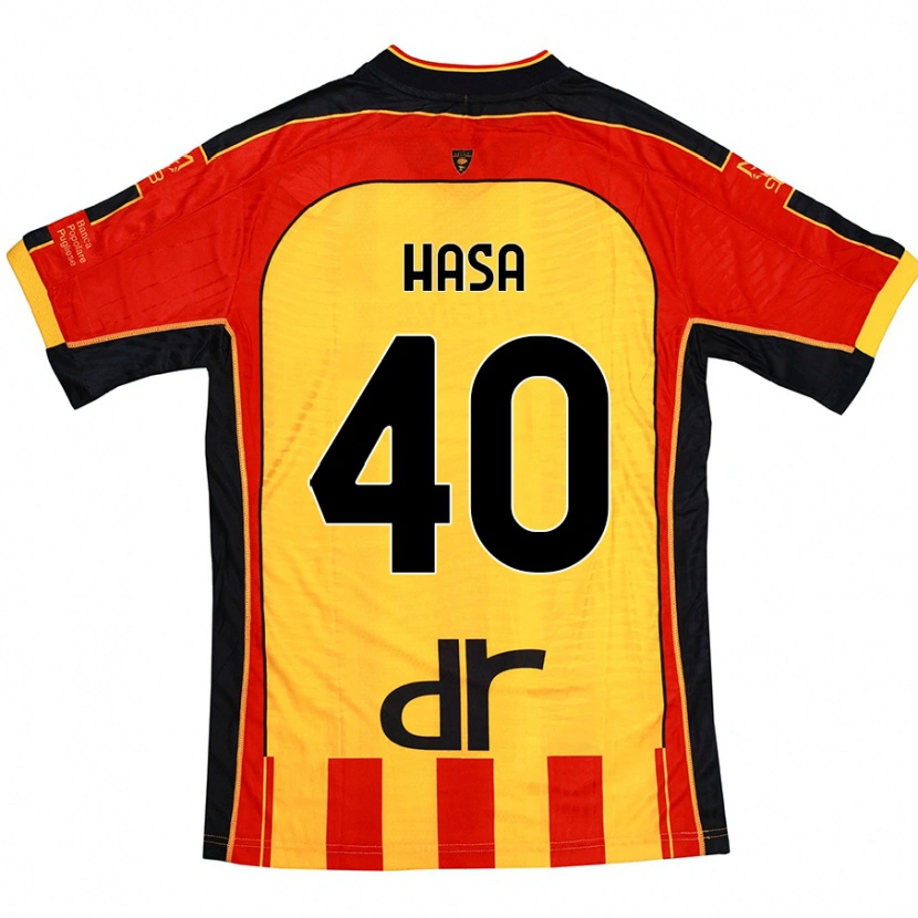 Danxen Enfant Maillot Luis Hasa #40 Jaune Rouge Tenues Domicile 2024/25 T-Shirt