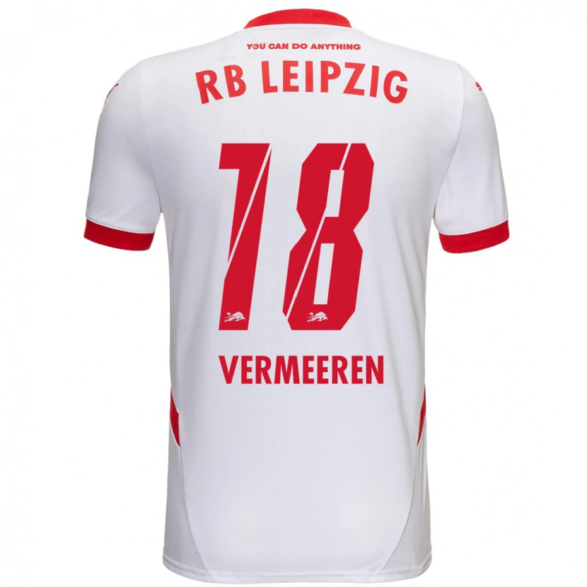 Danxen Enfant Maillot Arthur Vermeeren #18 Blanc Rouge Tenues Domicile 2024/25 T-Shirt