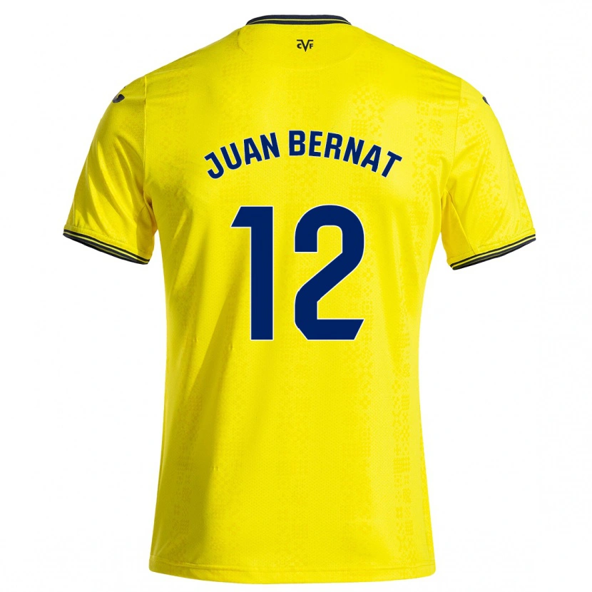 Danxen Enfant Maillot Juan Bernat #12 Jaune Noir Tenues Domicile 2024/25 T-Shirt