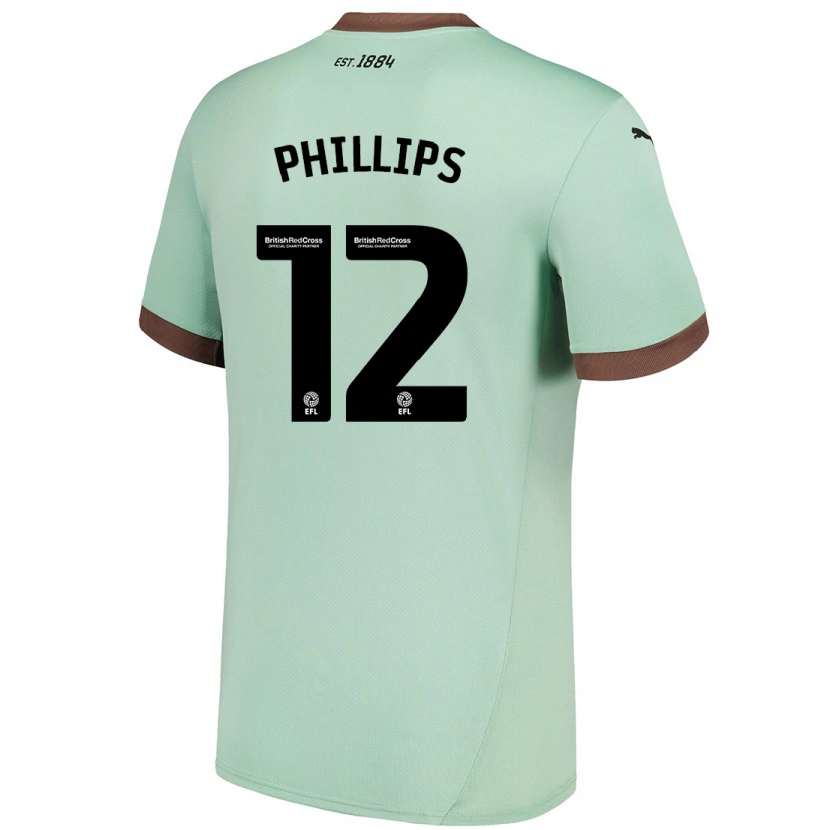 Danxen Enfant Maillot Nathaniel Phillips #12 Vert Pâle Tenues Extérieur 2024/25 T-Shirt