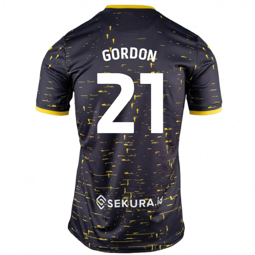 Danxen Enfant Maillot Kaide Gordon #21 Noir Jaune Tenues Extérieur 2024/25 T-Shirt