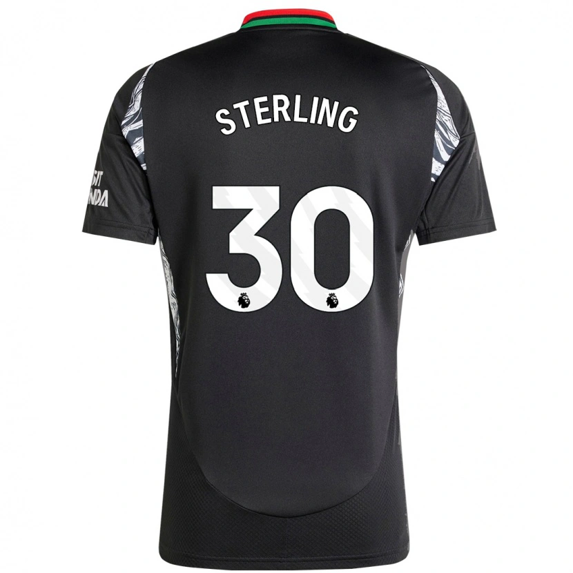 Danxen Enfant Maillot Raheem Sterling #30 Noir Tenues Extérieur 2024/25 T-Shirt