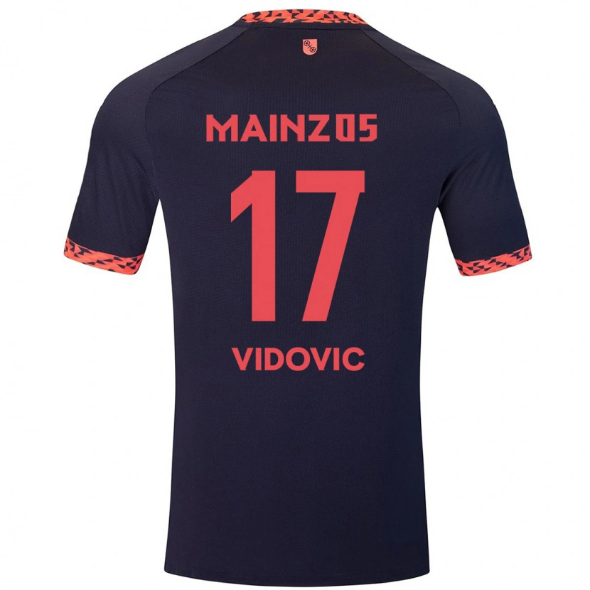 Danxen Enfant Maillot Gabriel Vidovic #17 Bleu Corail Rouge Tenues Extérieur 2024/25 T-Shirt