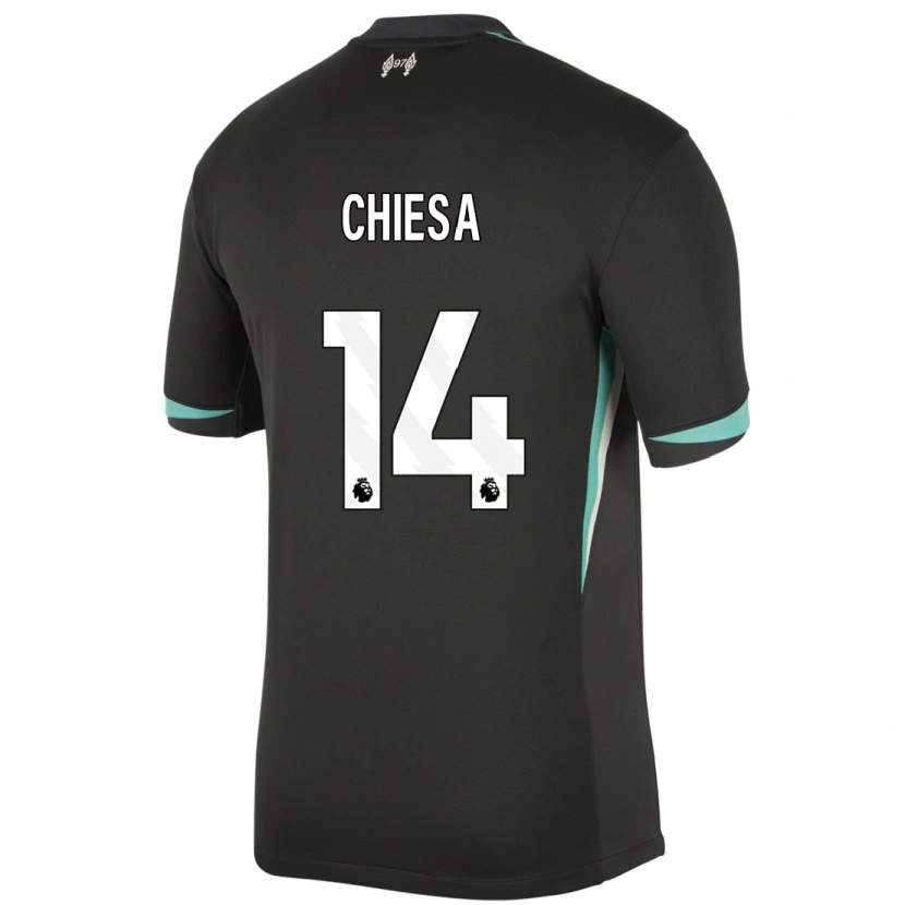 Danxen Enfant Maillot Federico Chiesa #14 Noir Anthracite Blanc Tenues Extérieur 2024/25 T-Shirt