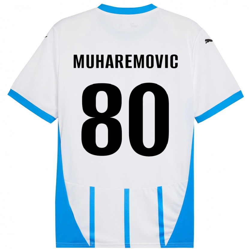 Danxen Enfant Maillot Tarik Muharemovic #80 Blanc Bleu Tenues Extérieur 2024/25 T-Shirt