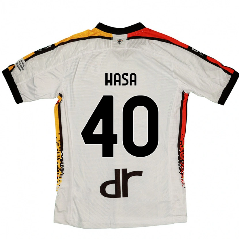 Danxen Enfant Maillot Luis Hasa #40 Blanc Noir Tenues Extérieur 2024/25 T-Shirt