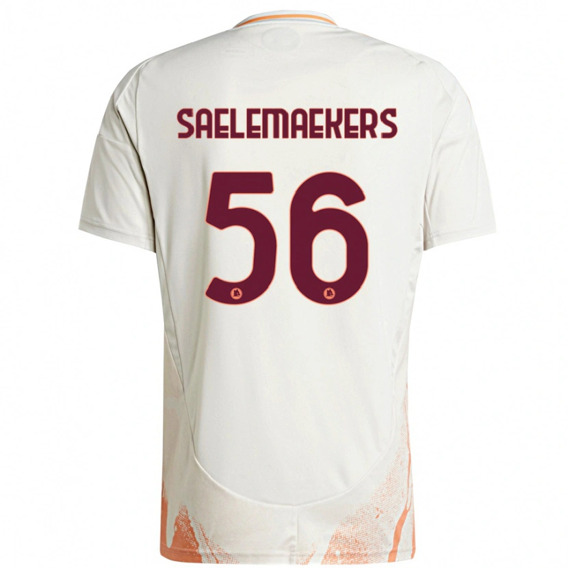 Danxen Enfant Maillot Alexis Saelemaekers #56 Crème Blanc Orange Tenues Extérieur 2024/25 T-Shirt