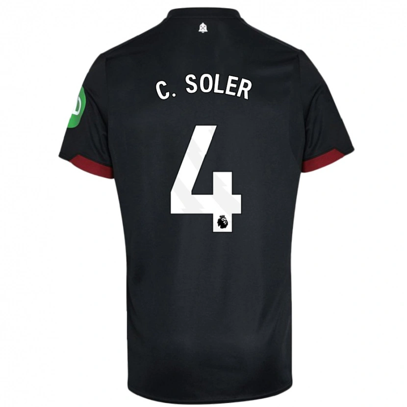 Danxen Enfant Maillot Carlos Soler #4 Noir Blanc Tenues Extérieur 2024/25 T-Shirt