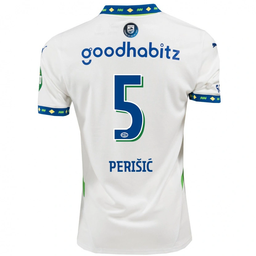 Danxen Enfant Maillot Ivan Perisic #5 Blanc Bleu Foncé Troisieme 2024/25 T-Shirt