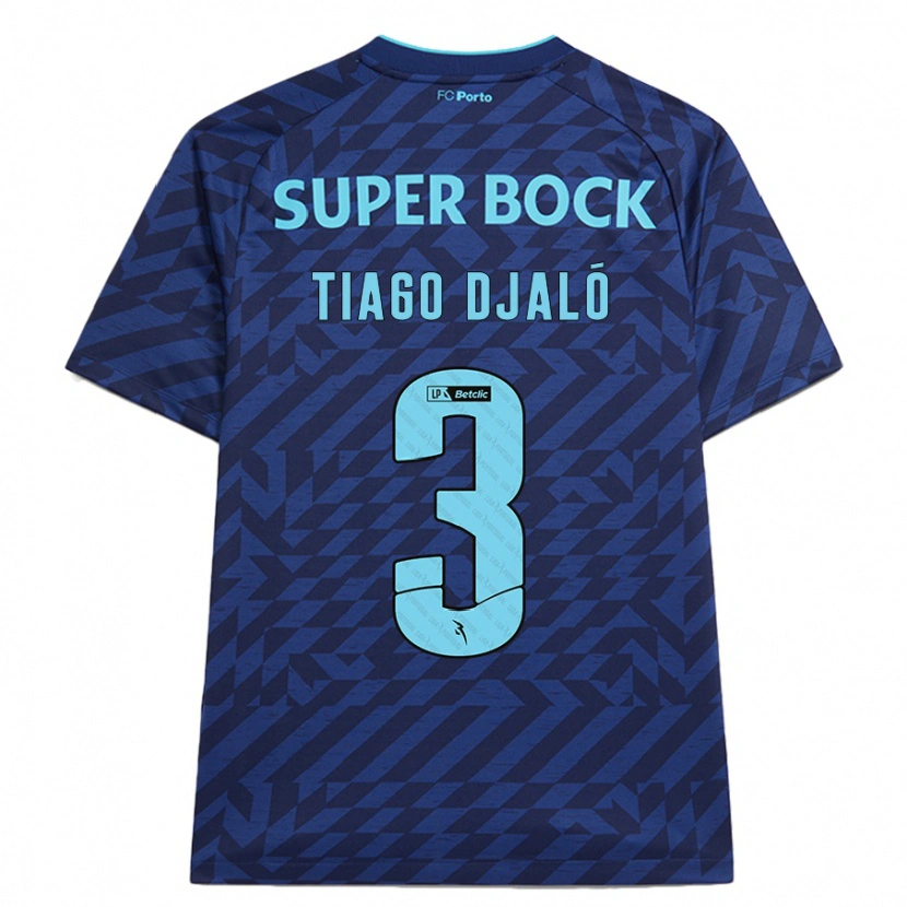 Danxen Enfant Maillot Tiago Djaló #3 Bleu Marine Troisieme 2024/25 T-Shirt