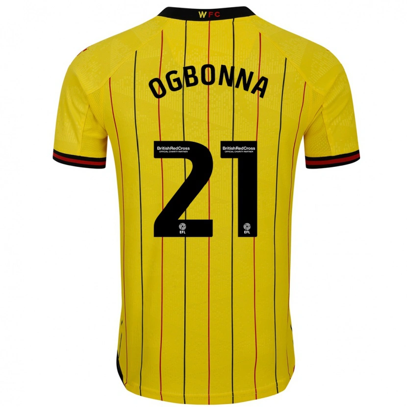 Danxen Enfant Maillot Angelo Ogbonna #21 Jaune Et Noir Tenues Domicile 2024/25 T-Shirt