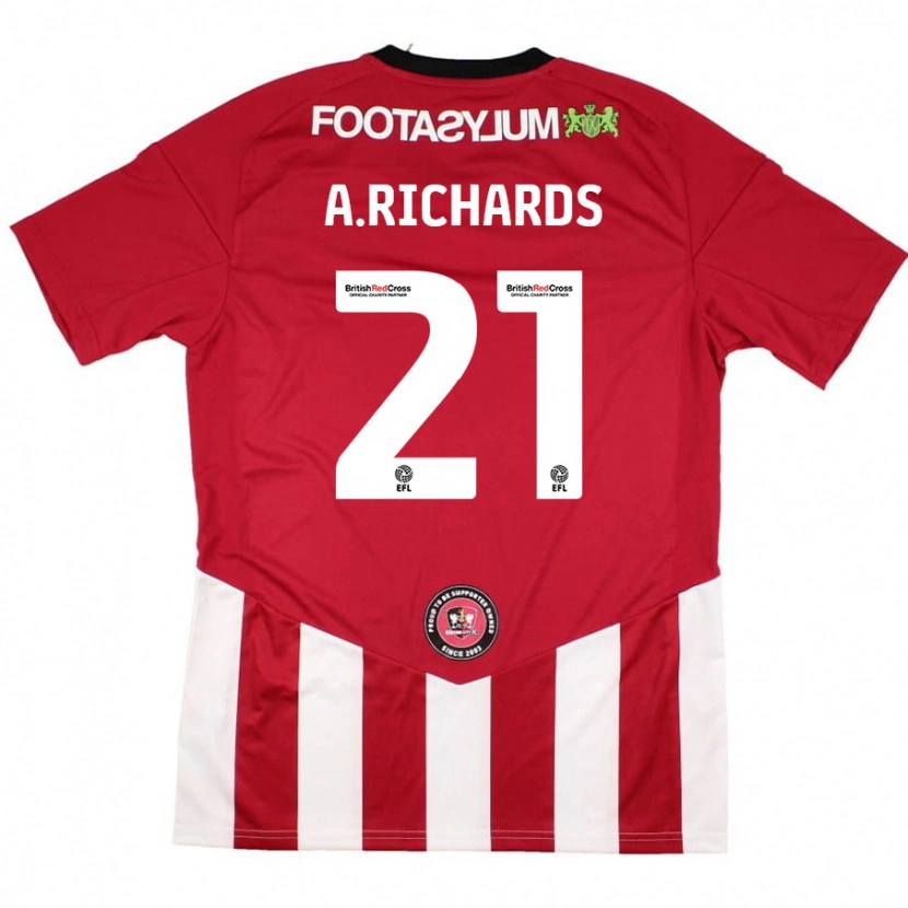 Danxen Enfant Maillot Amani Richards #21 Rouge Blanc Tenues Domicile 2024/25 T-Shirt