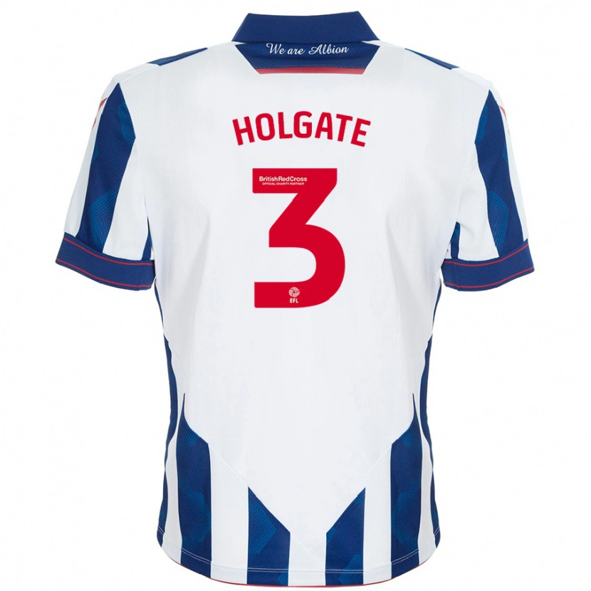 Danxen Enfant Maillot Mason Holgate #3 Blanc Bleu Foncé Tenues Domicile 2024/25 T-Shirt