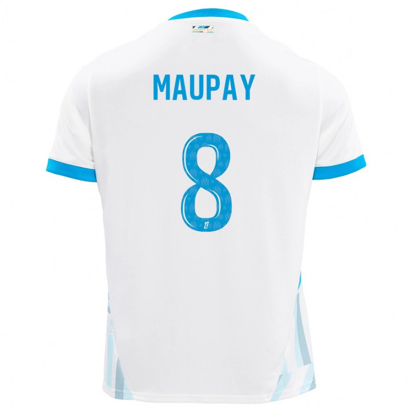 Danxen Enfant Maillot Neal Maupay #8 Blanc Bleu Ciel Tenues Domicile 2024/25 T-Shirt