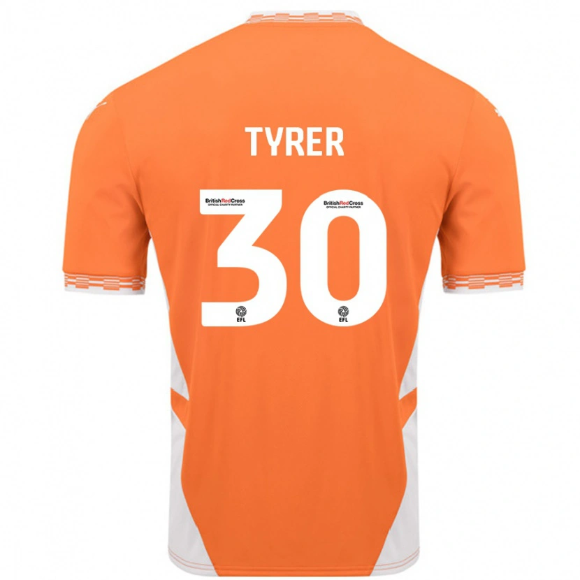 Danxen Enfant Maillot Harry Tyrer #30 Orange Blanc Tenues Domicile 2024/25 T-Shirt