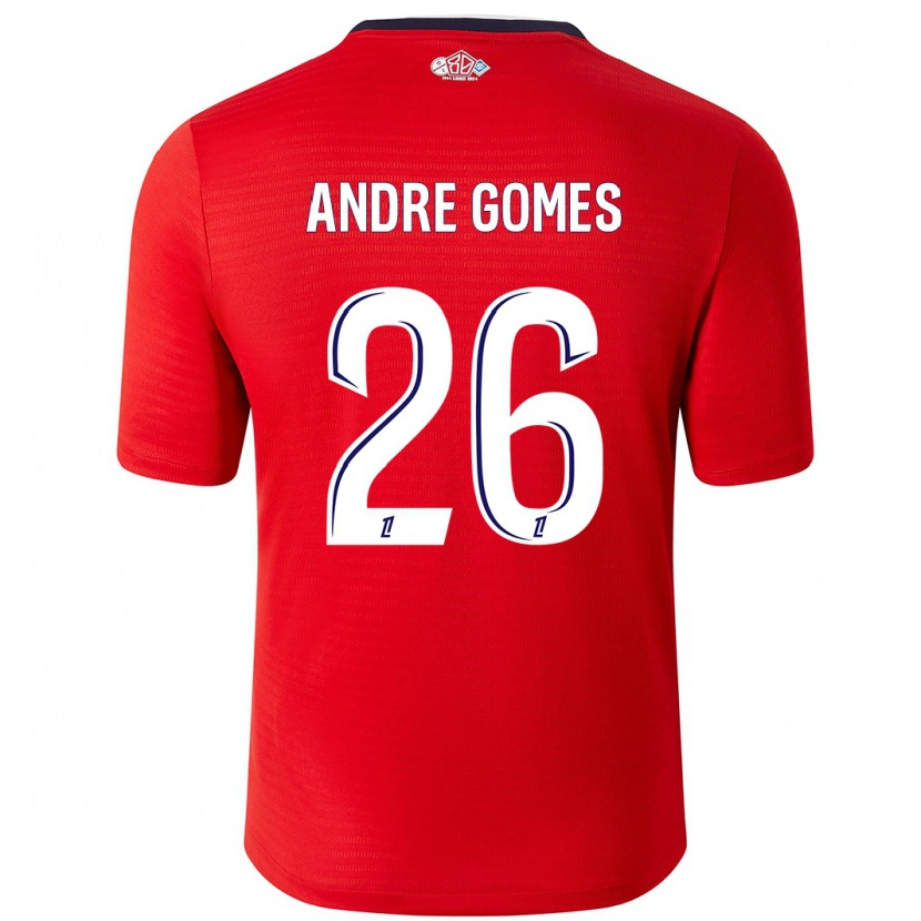 Danxen Enfant Maillot André Gomes #26 Rouge Blanc Tenues Domicile 2024/25 T-Shirt