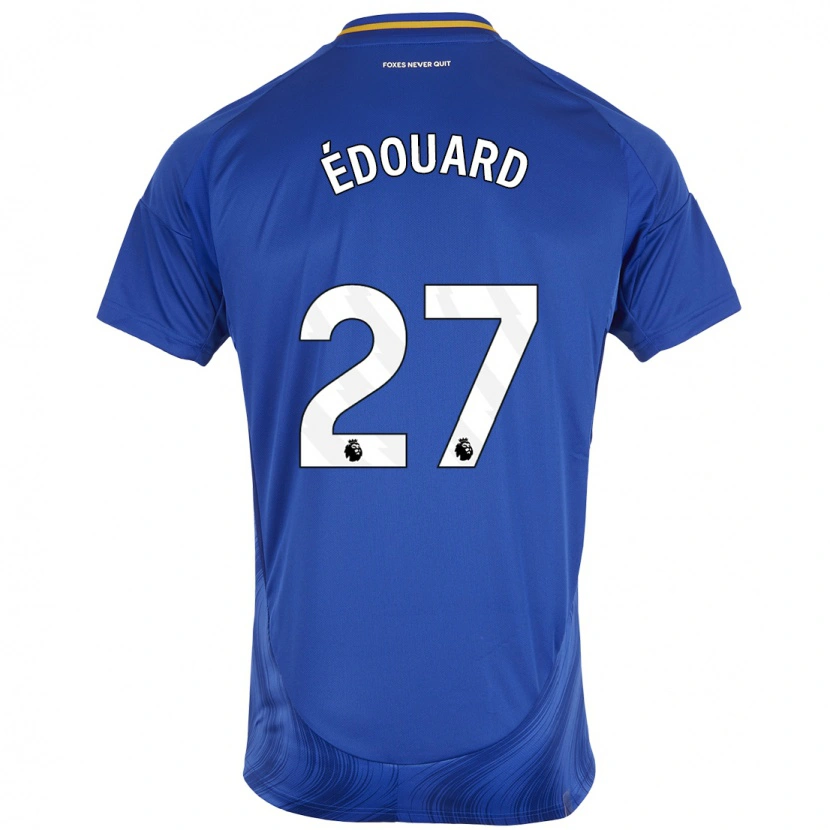 Danxen Enfant Maillot Odsonne Edouard #27 Bleu Blanc Tenues Domicile 2024/25 T-Shirt