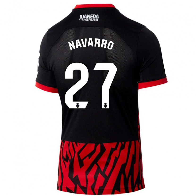 Danxen Enfant Maillot Robert Navarro #27 Noir Rouge Tenues Domicile 2024/25 T-Shirt