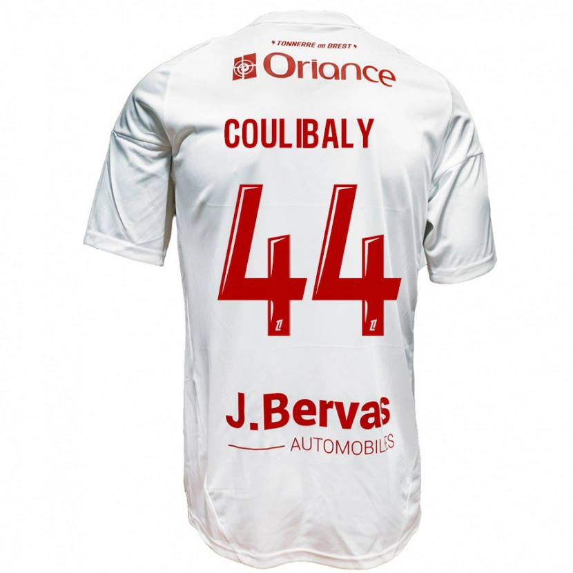 Danxen Enfant Maillot Soumaïla Coulibaly #44 Blanc Rouge Tenues Extérieur 2024/25 T-Shirt