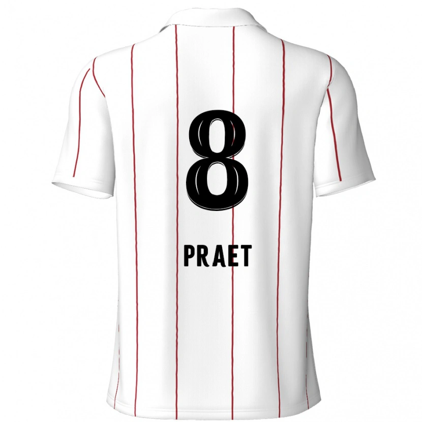 Danxen Enfant Maillot Dennis Praet #8 Blanc Noir Tenues Extérieur 2024/25 T-Shirt