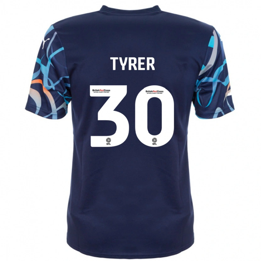 Danxen Enfant Maillot Harry Tyrer #30 Bleu Marine Tenues Extérieur 2024/25 T-Shirt