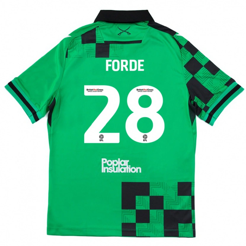 Danxen Enfant Maillot Shaqai Forde #28 Vert Noir Tenues Extérieur 2024/25 T-Shirt