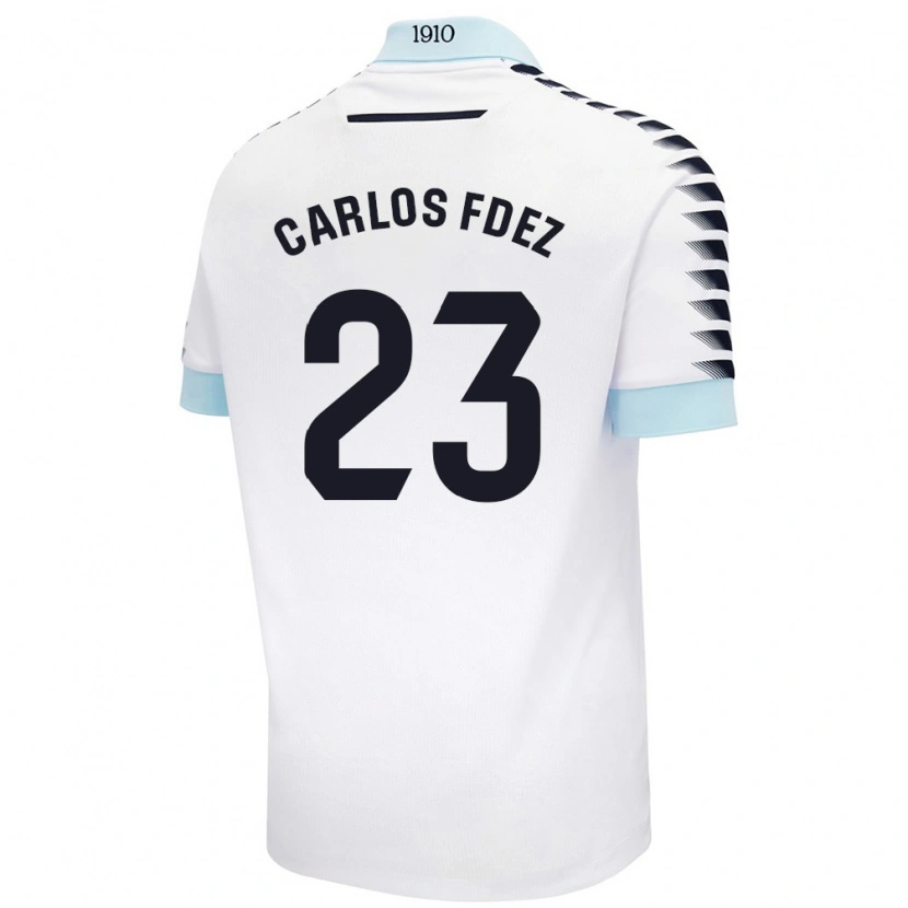 Danxen Enfant Maillot Carlos Fernández #23 Blanc Bleu Tenues Extérieur 2024/25 T-Shirt