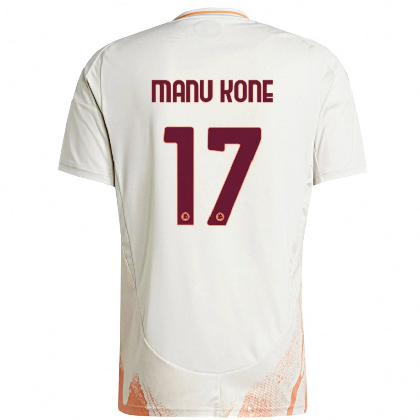 Danxen Enfant Maillot Manu Koné #17 Crème Blanc Orange Tenues Extérieur 2024/25 T-Shirt