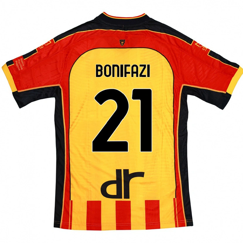 Danxen Enfant Maillot Kevin Bonifazi #21 Jaune Rouge Tenues Domicile 2024/25 T-Shirt