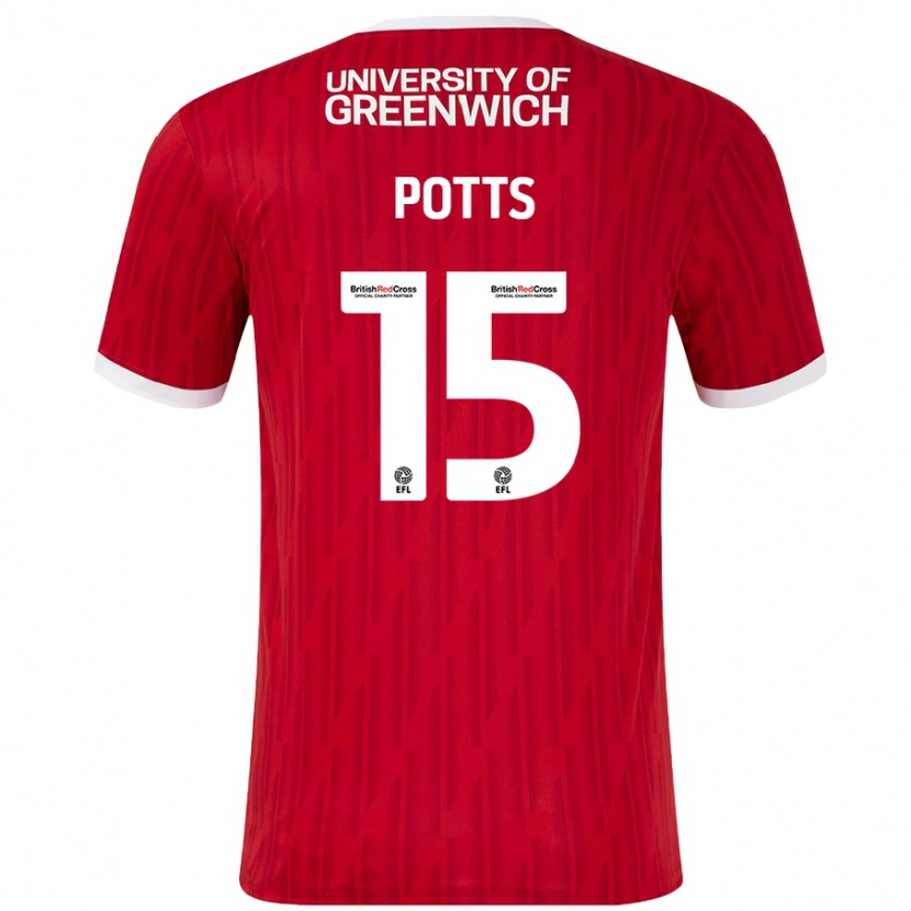 Danxen Enfant Maillot Dan Potts #15 Rouge Blanc Tenues Domicile 2024/25 T-Shirt