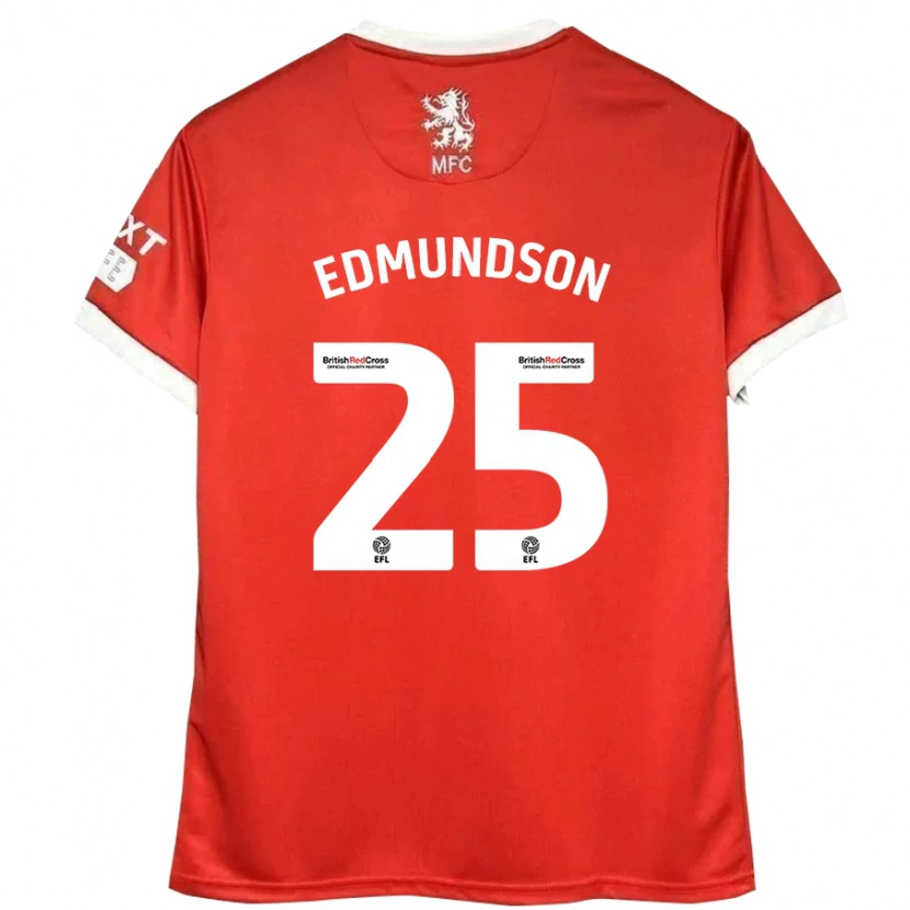 Danxen Enfant Maillot George Edmundson #25 Rouge Blanc Tenues Domicile 2024/25 T-Shirt