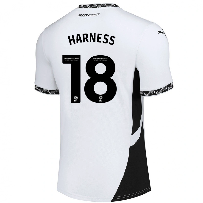 Danxen Enfant Maillot Marcus Harness #18 Blanc Noir Tenues Domicile 2024/25 T-Shirt