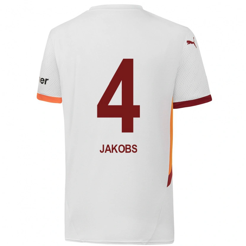 Danxen Enfant Maillot Ismail Jakobs #4 Blanc Jaune Rouge Tenues Extérieur 2024/25 T-Shirt