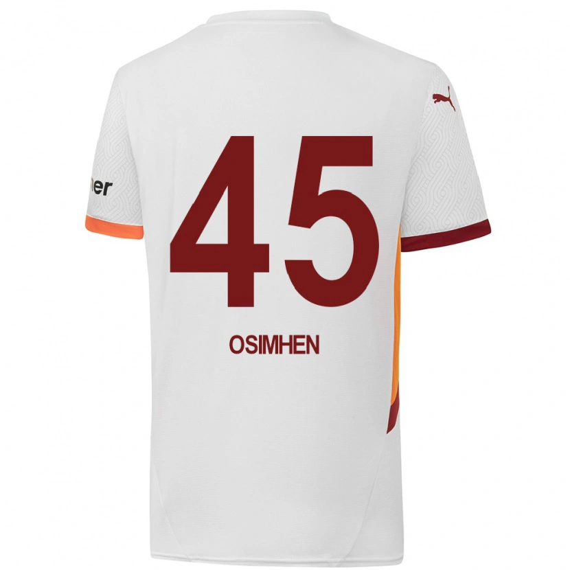 Danxen Enfant Maillot Victor Osimhen #45 Blanc Jaune Rouge Tenues Extérieur 2024/25 T-Shirt