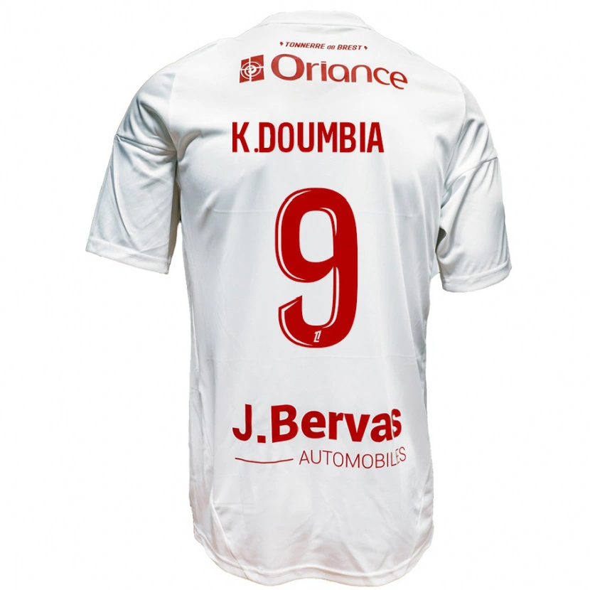 Danxen Enfant Maillot Kamory Doumbia #9 Blanc Rouge Tenues Extérieur 2024/25 T-Shirt