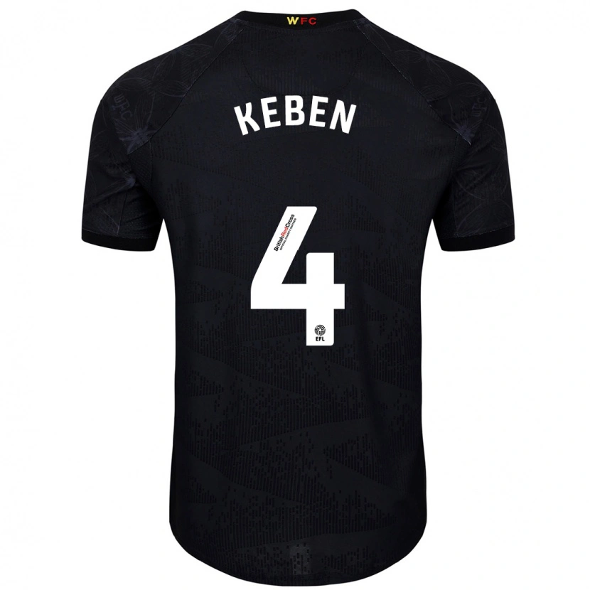 Danxen Enfant Maillot Kévin Keben #4 Noir Blanc Tenues Extérieur 2024/25 T-Shirt