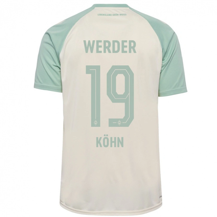 Danxen Enfant Maillot Derrick Köhn #19 Blanc Cassé Vert Clair Tenues Extérieur 2024/25 T-Shirt