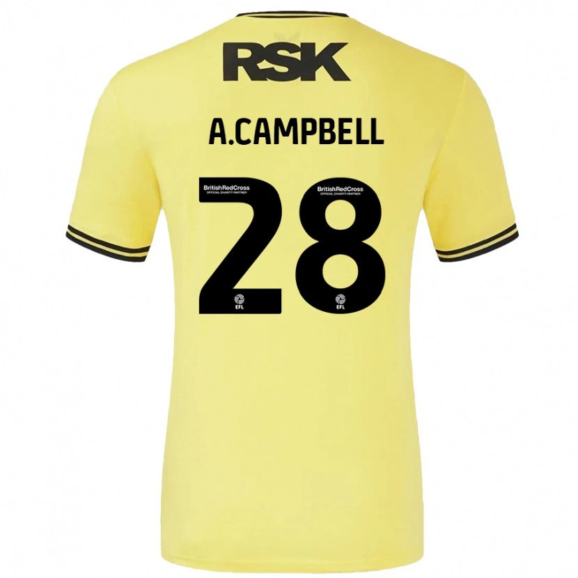 Danxen Enfant Maillot Allan Campbell #28 Jaune Noir Tenues Extérieur 2024/25 T-Shirt