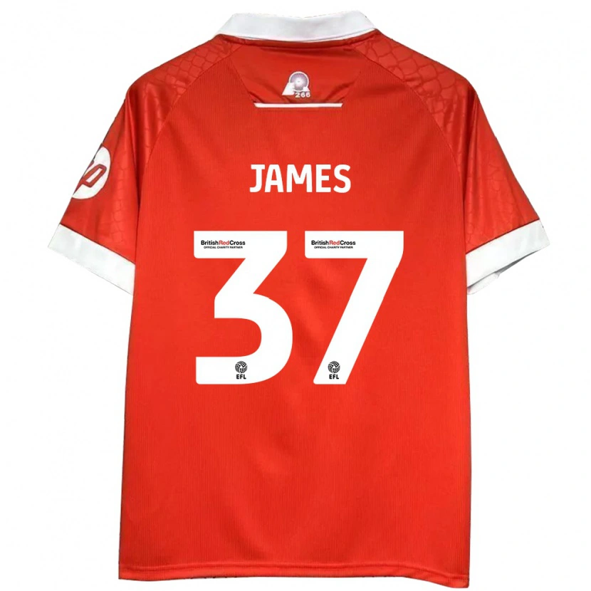 Danxen Enfant Maillot Matty James #37 Rouge Blanc Tenues Domicile 2024/25 T-Shirt