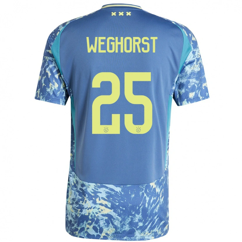 Danxen Enfant Maillot Wout Weghorst #25 Gris Bleu Jaune Tenues Extérieur 2024/25 T-Shirt