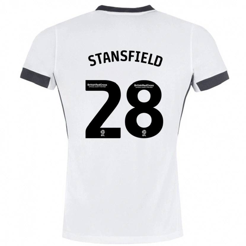 Danxen Enfant Maillot Jay Stansfield #28 Blanc Noir Tenues Extérieur 2024/25 T-Shirt