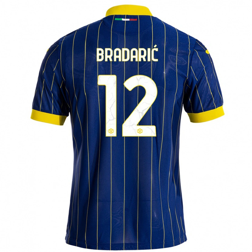 Danxen Enfant Maillot Domagoj Bradarić #12 Bleu Jaune Tenues Domicile 2024/25 T-Shirt