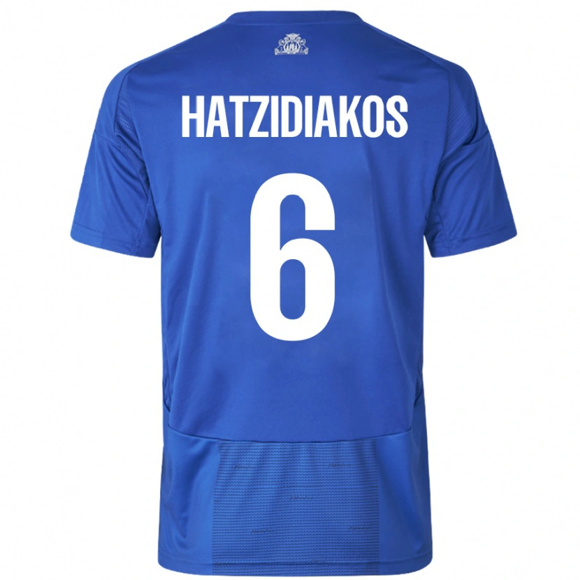 Danxen Enfant Maillot Pantelis Hatzidiakos #6 Blanc Bleu Tenues Extérieur 2024/25 T-Shirt